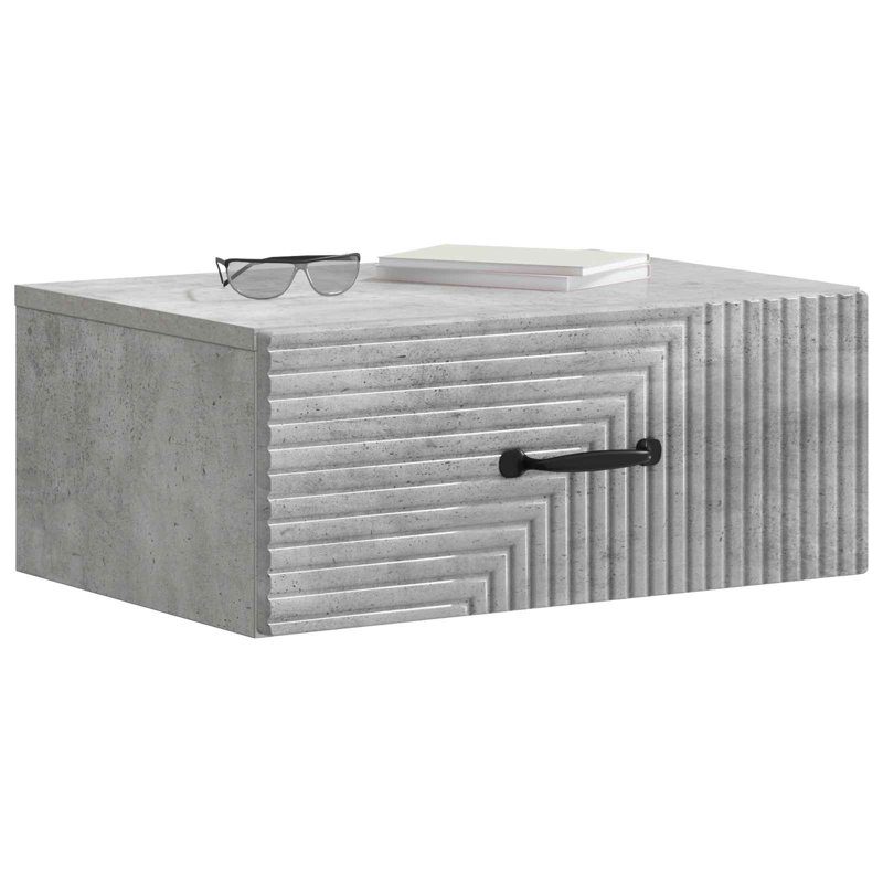49cm W Manufactured Wood Bedside Table, Concrete Grey