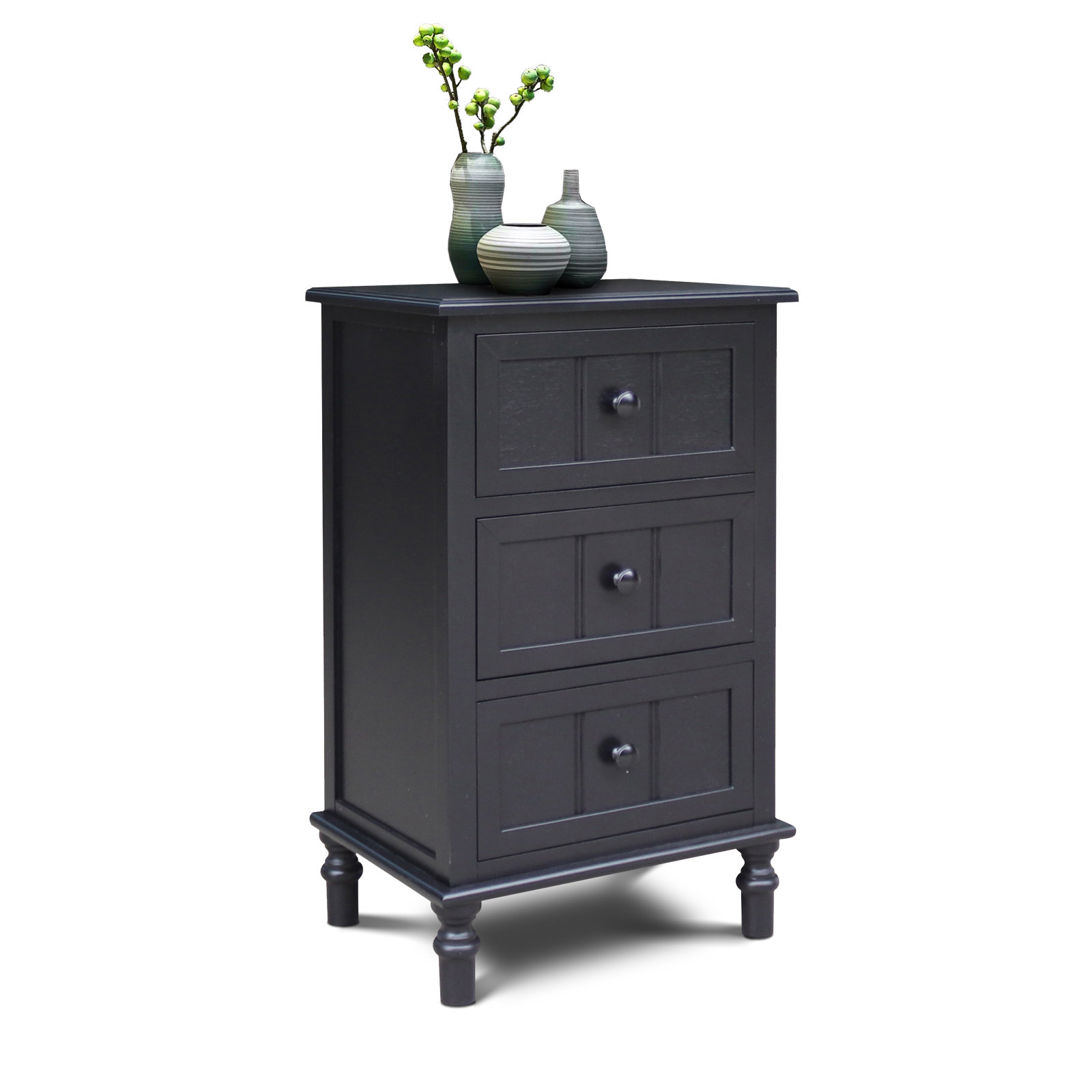Charlton Home® Simplify Three Drawer Wood Accent Cabinet Side Table For