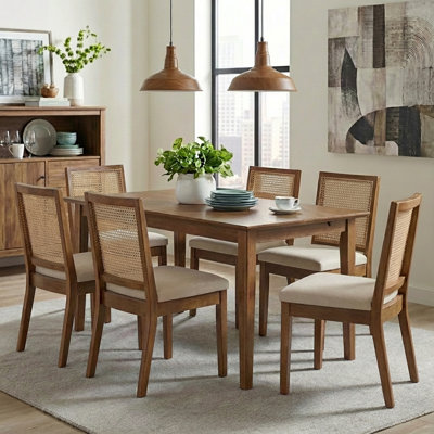 Side Chairs Dining Chairs Modern Solid Wood Dining Chairs With Rattan Backrest