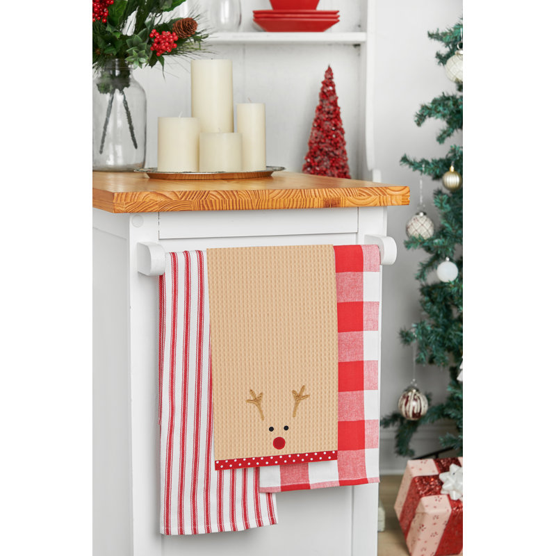 Torchon 100% coton gaufré Christmas Holiday