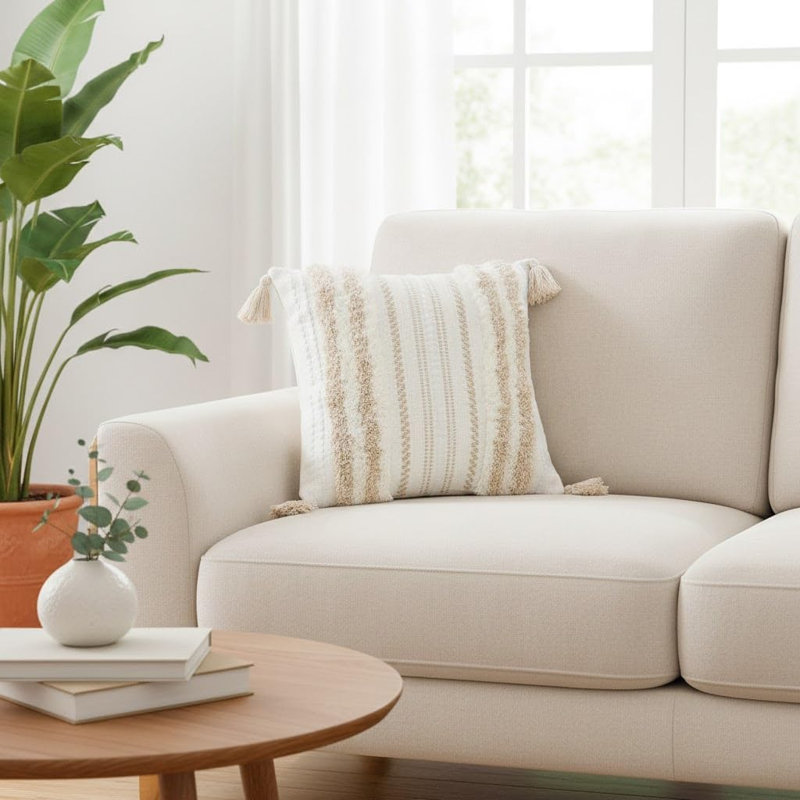 Ensemble de housses pour coussin décoratif kaki et crème blanc 20 x 20