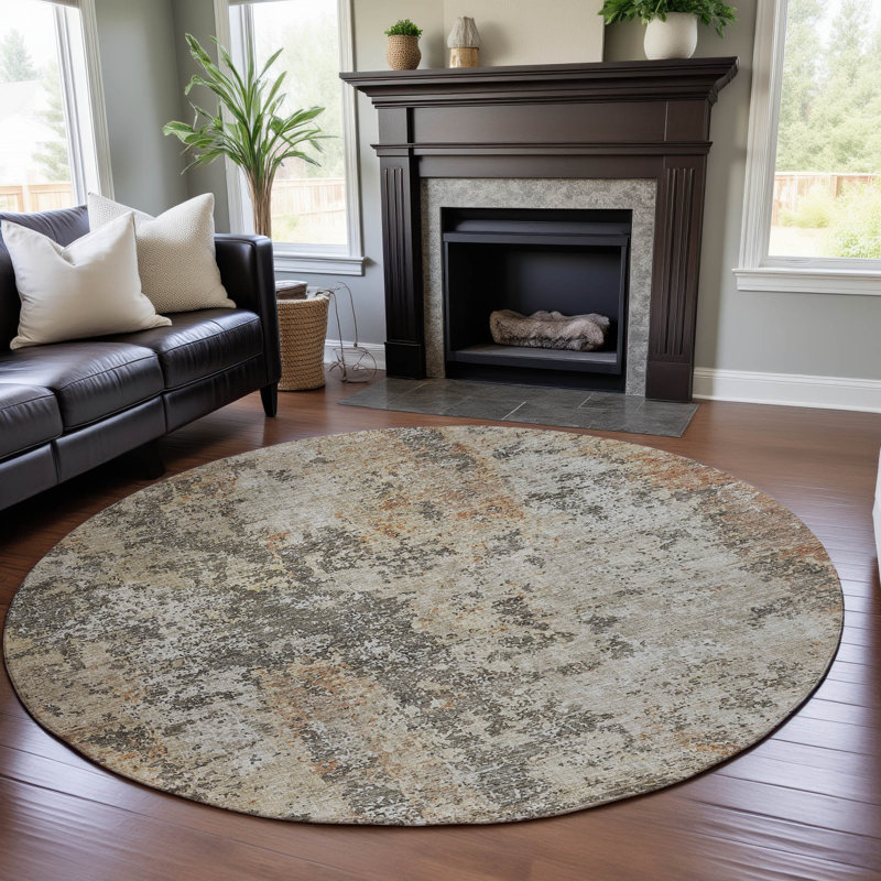 Premium Machine Washable Gurubaksh AMF1161 Modern Rug, Round 8'