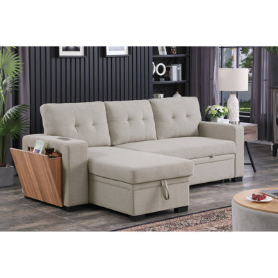 Canapé modulaire en lin gris avec 3 sièges - Fonction escamotable et coussins de dossier amovibles pour un confort personnalisé et rembourré avec 3 chaises de rangement amovibles élégantes