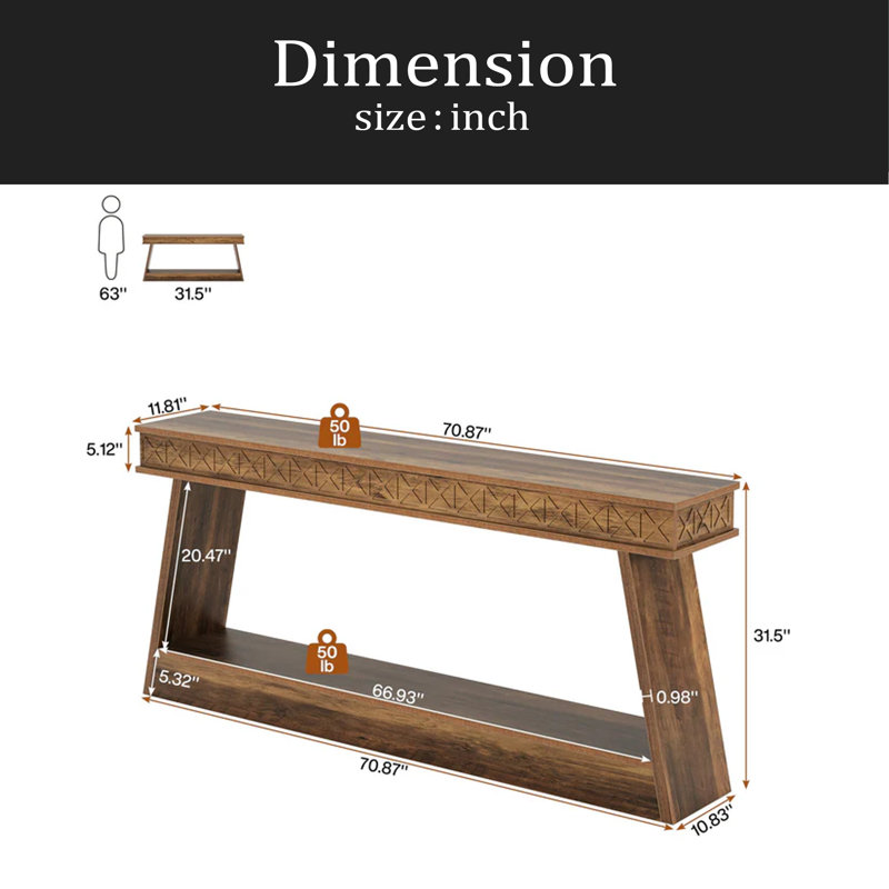 Table de canapé à deux niveaux, table d'entrée polyvalente, console