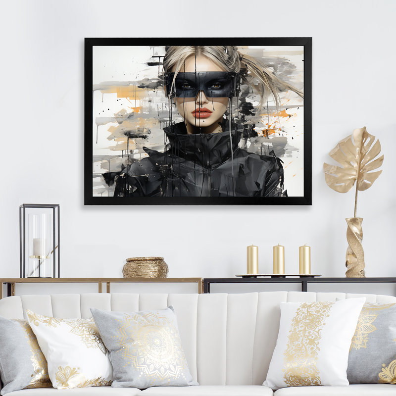 Art mural noir et gris mode futuriste I - Dior, Cadre d'angle fermé noir, H 12 po x l 20 po x P 1 po