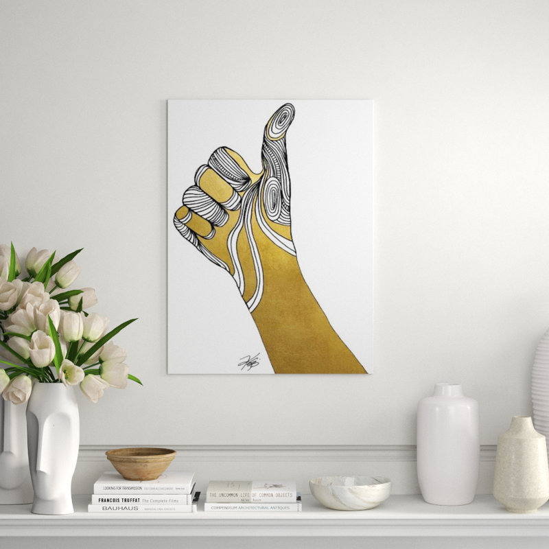 Sign Language VII Print by Kelli Ellis, 32" H x 24" W x 1.5" D, Gilded Gold