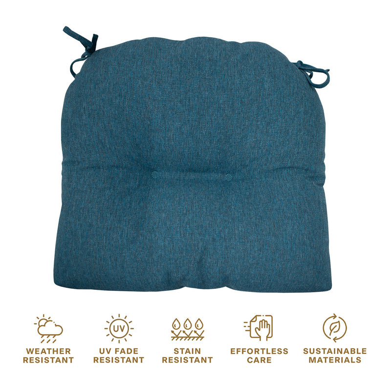 Meridian Outdoor Tufted Dining Seat Cushion (Set of 2) – Weather-Resistant, Comfortable & Durable, Turquoise