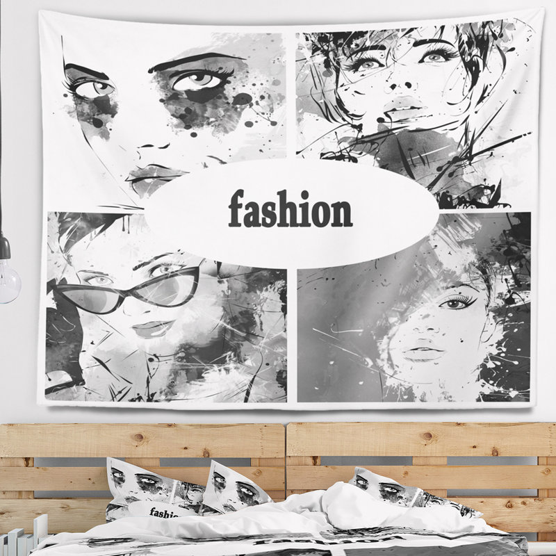 Collage de portraits de visages de filles Abstract, H 32 po x l 39 po