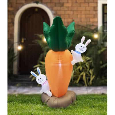 5FT Easter Inflatables Outdoor Decoration Bunnies Hide And Seek on Carrot With 3 LED Lights -  The Holiday AisleÂ®, EC664778522D404F97073360633DAA77