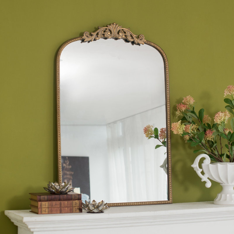 Miroir d'appoint d'inspiration baroque, Doré, 36 po x 24 po