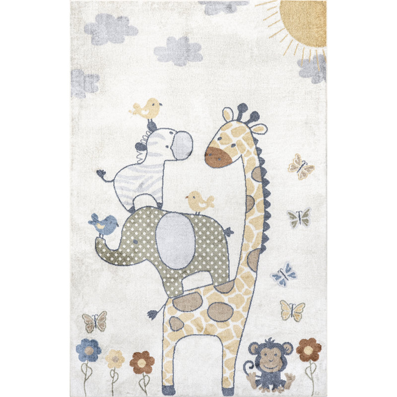 Tapis lavable à la machine Cass SpinClean Safari Kids, Rectangle 3 pi x 5 pi
