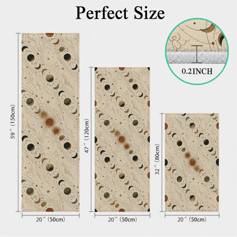 Moon Phase Non-Slip Washable Kitchen Mats