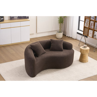 Ly - 042 éponge à compression complète, chenille brune, 2 sièges pour les petits espaces domestiques, 400 lb, L 66,9 po, inspiré, chenille à installation rapide, double profondeur courbée en S, avec symbole du tai-chi, pour espaces
