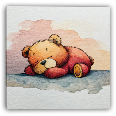 Sleeping Teddy Bear Wrapped Canvas Wall Art