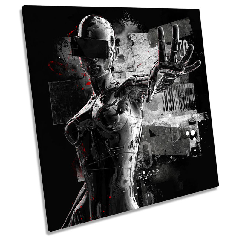 Z0121 Futuristic Android Robot - Wrapped Canvas Print, 40.6cm H x 40.6cm W x 2cm D