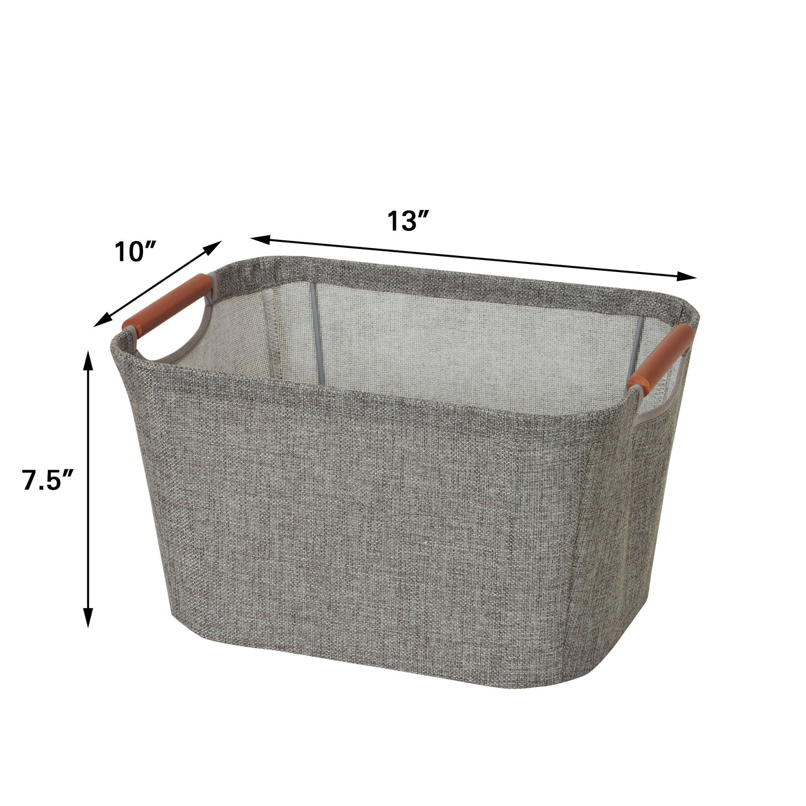 Household Essentials Fabric Storage Bin, 7.5" H x 13" W x 10" D, Gray