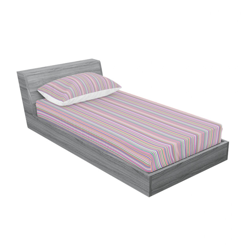 Microfiber Striped Sheet Set, Queen Sheet Set + Fitted Sheet + 2 Pillowcases, Pink