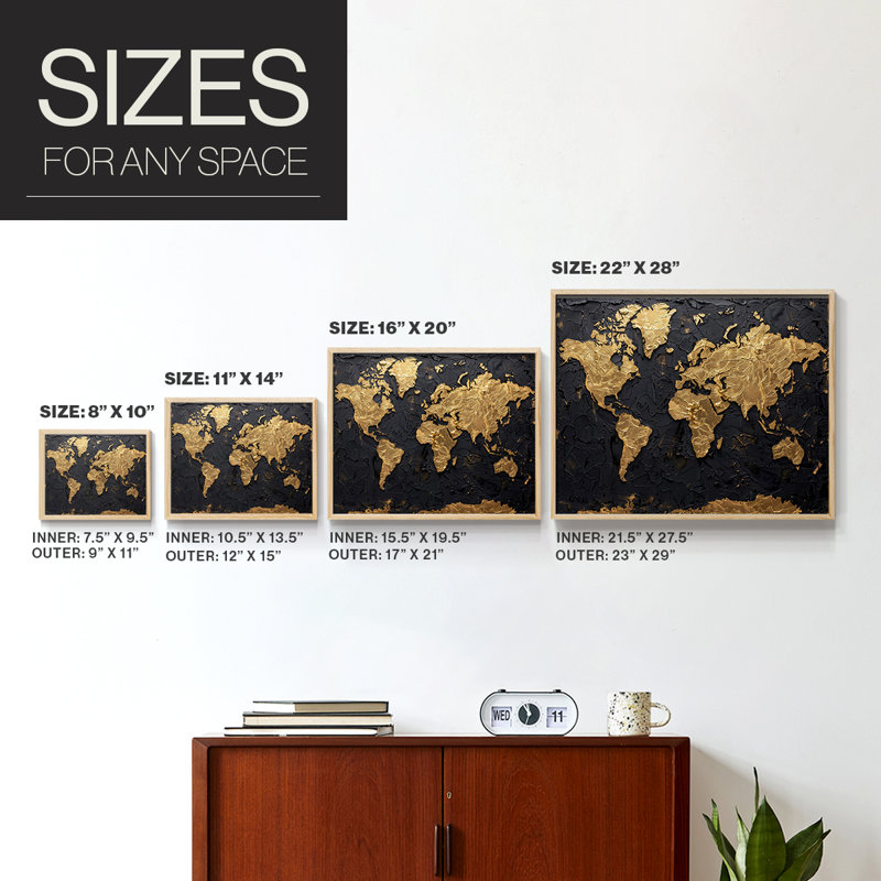 Map Series-XI -Framed Print - Restickable, Natural, 16" H x 20" W