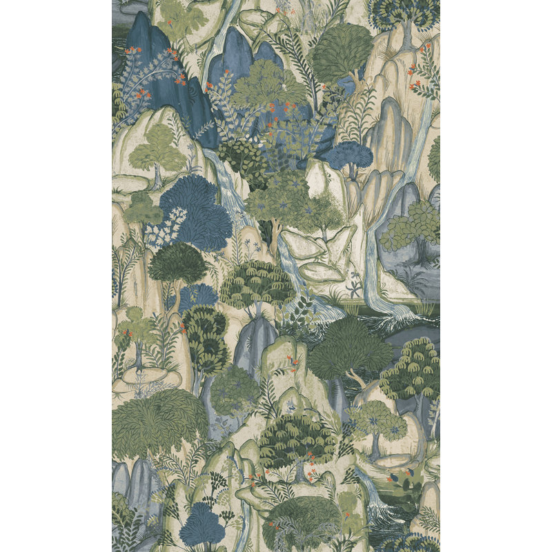 Papier peint scénique Falling Waters Sapphire, Bleu