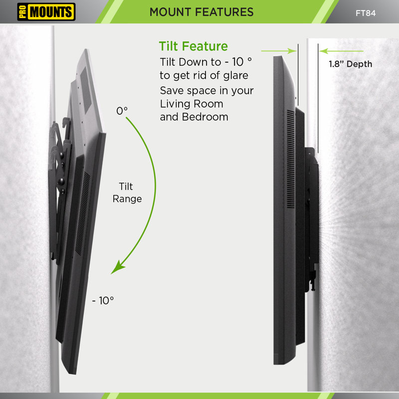 ProMounts Black Tilt TV Wall Mount for 50"-92" Screens, Holds 165 lbs.