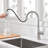 SUMERAIN Kitchen Sink Faucet with Dual Mode Sprayer, Single Hole Pull-Out Kitchen Faucet Stainless Steel Brushed Gold-114114615