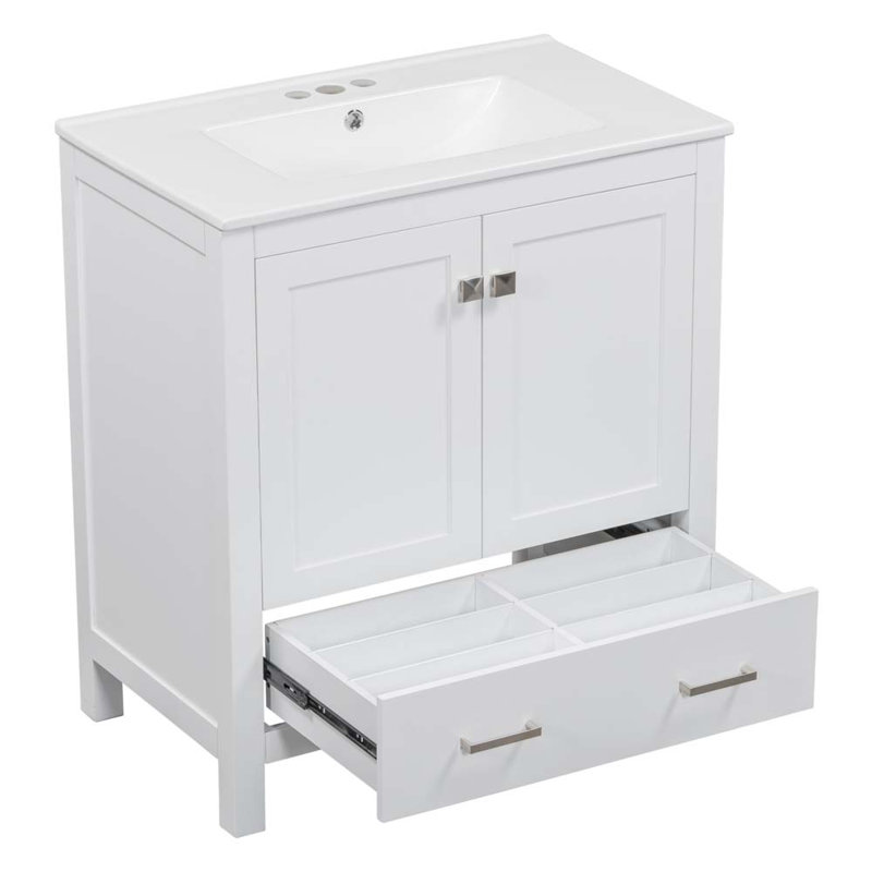 Meuble-lavabo 30 po avec lavabo simple, Blanc