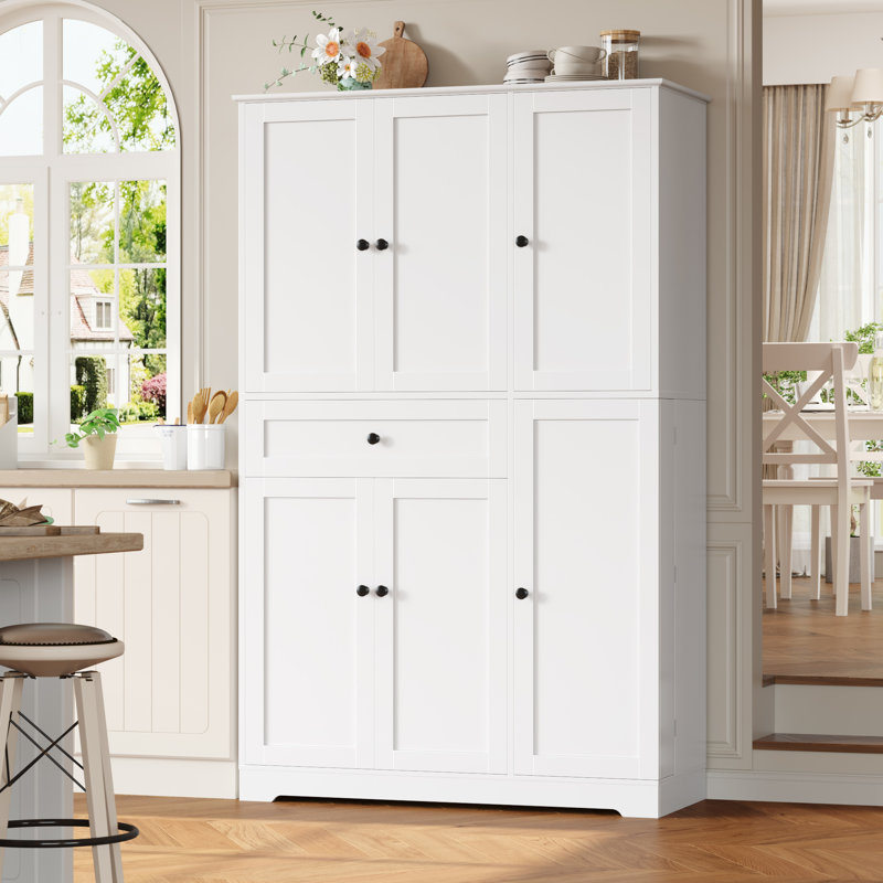 68.1'' Kitchen Pantry Cabinet with Food Shelves, White
