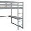 Lit mezzanine double avec garde-robe intégrée, bureau, tablettes et tiroirs de rangement, gris