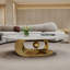 Table basse en marbre avec base sculpturale en acier inoxydable-1336927579