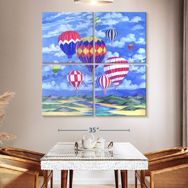 Ballons au-dessus de la rivière Mehar, H 50 po x l 50 po