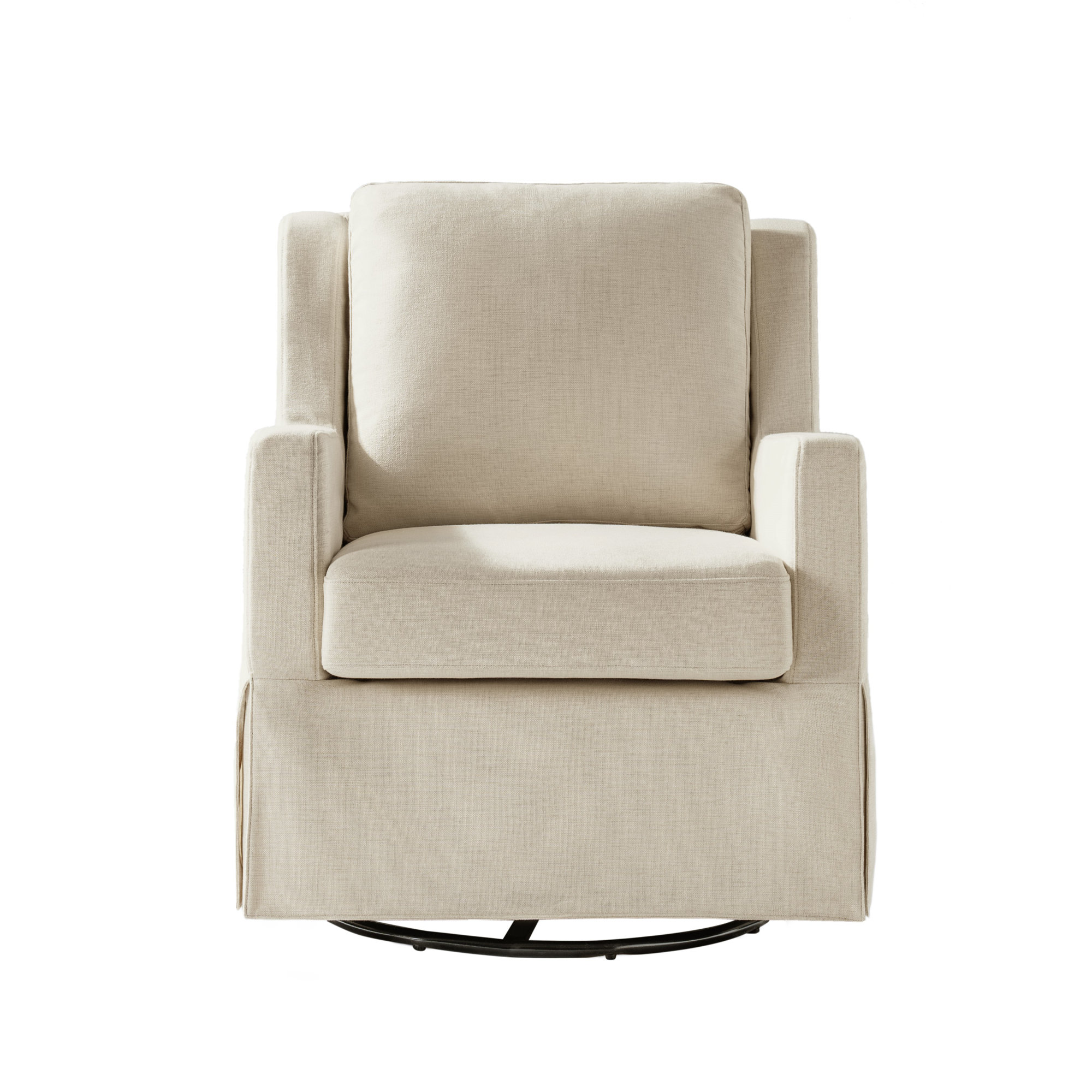 Minni Farmhouse Swivel Rocking Chair, Beige