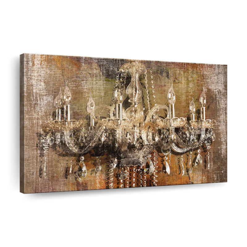 Lustre en cristal sophistiqué, reproduction sur toile, H 24 po x l 36 po x P 1,25 po
