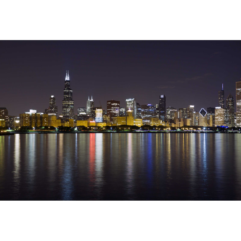 Night View of Chicago - Photographie sur toile tendue, H 8 po x l 12 po
