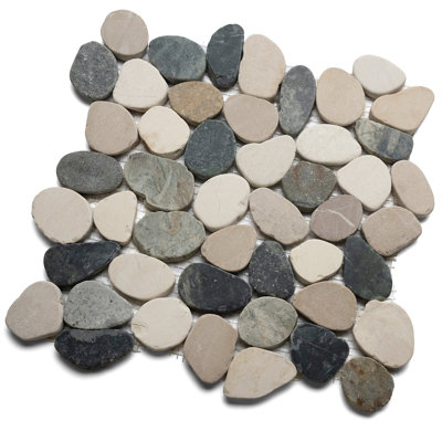 Carreaux de galets CNK Tile, 4 couleurs mélangées - Carton de 11 feuilles (11 pi²)