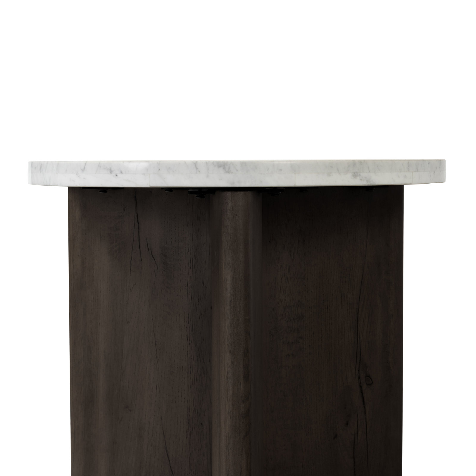 Iddo 25" Genuine Marble End Table, White Marble/Smoked Black