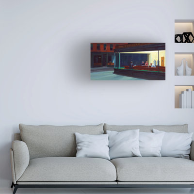 Art mural sur toile «Trademark Fine Art Edward Hopper Nighthawks» - 12 x 24