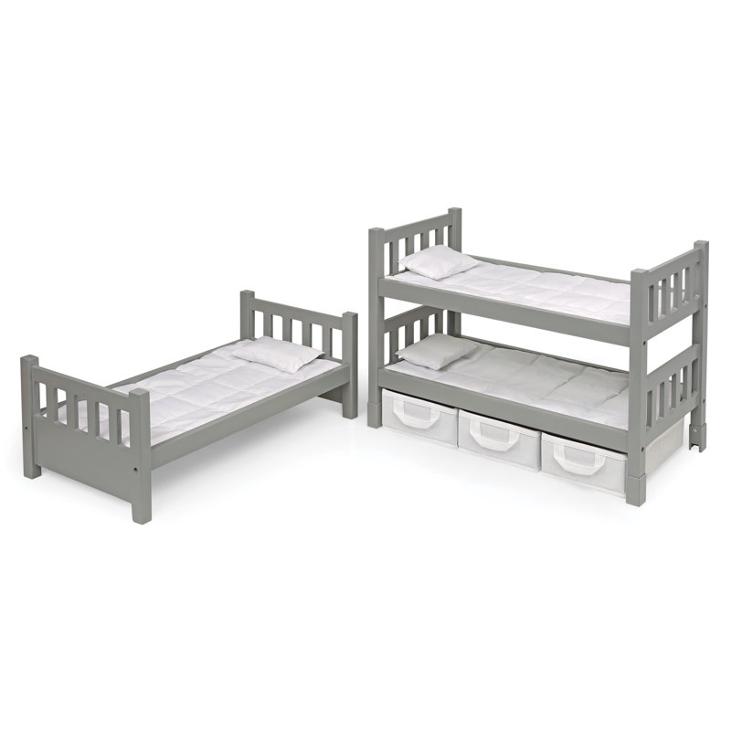 1-2-3 Convertible Doll Bunk Bed with Baskets and Free Personalization Kit
