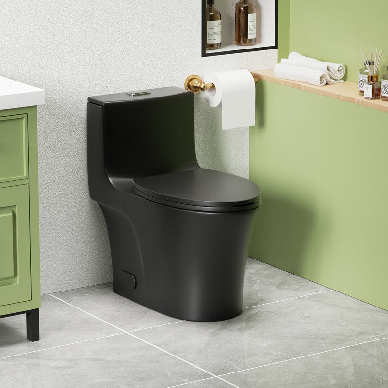 1.1/1.6 GPF Tornado Flush One-Piece Toilet Elongated, Siphonic S-Trap 12",Soft Closing Seat, Button On Tank Top ,Powerful Dual Flush MAP 1000G, Comfort Chair Seat ADA Height 17"