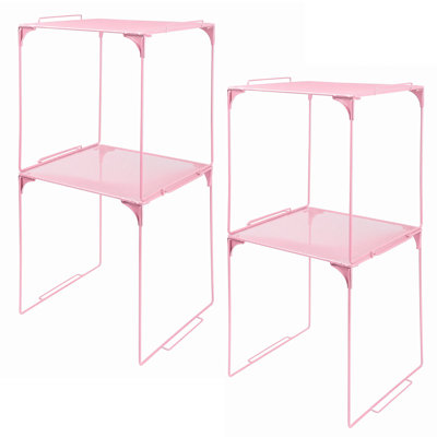 Lot de 4 étagères métalliques empilables bleues pour casiers, 25 x 28 x 30 cm, idéales pour l'organisation de casiers scolaires, de bureaux, de gymnases et de maisons.