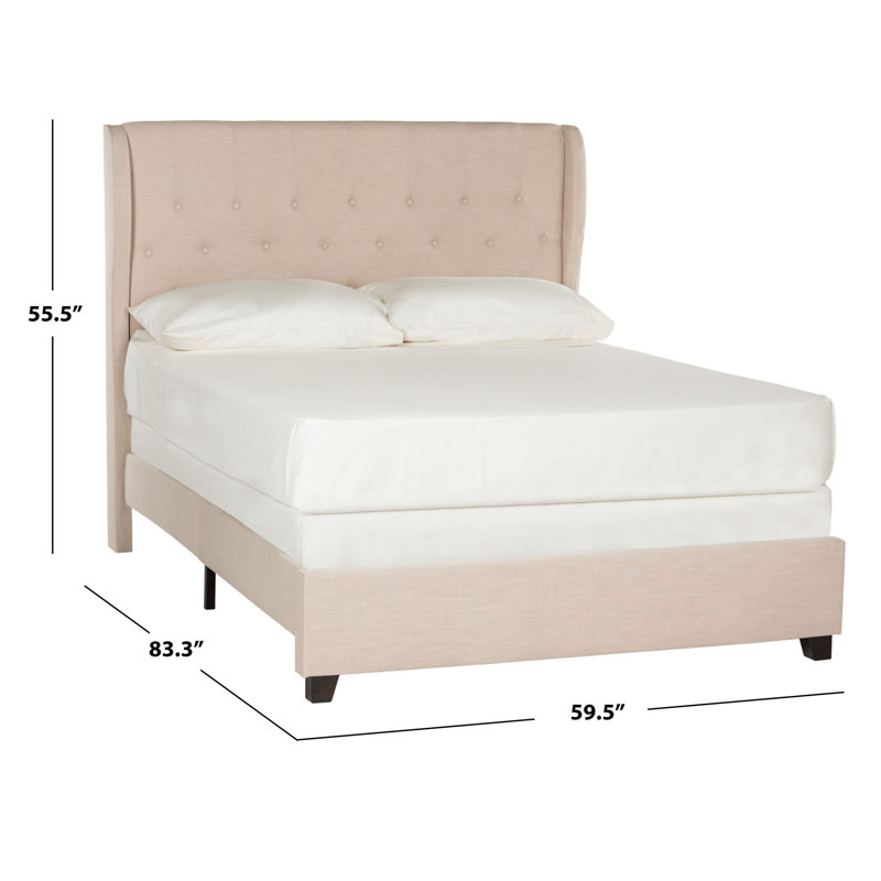 Christerfer Tufted Upholstered Low Profile Standard Bed, Full, Beige Linen