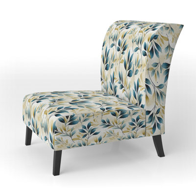 Coastal Neutrals - Upholstered Scandinavian Slipper Chair, Botanical Plants Accent Chair