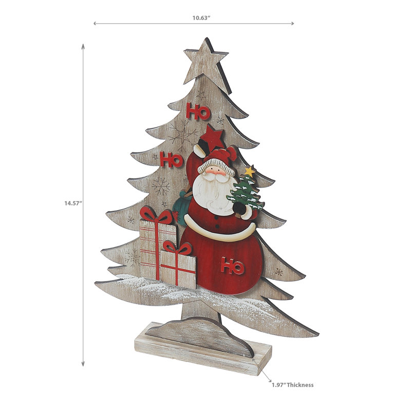 Arbre de Noël en bois avec support du père Noël