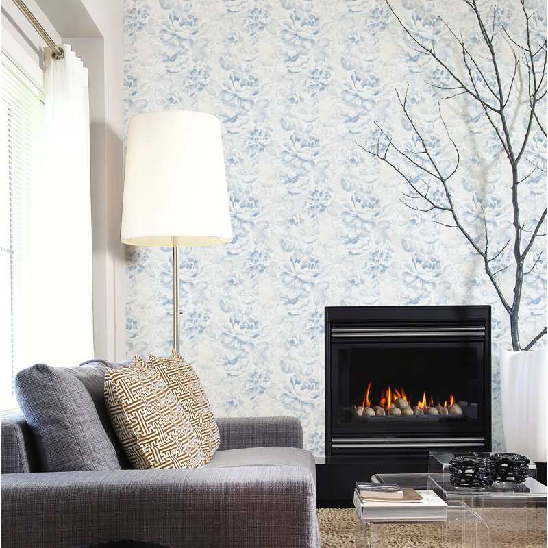 10m x 53cm Matte Wallpaper Roll, Blue/Grey