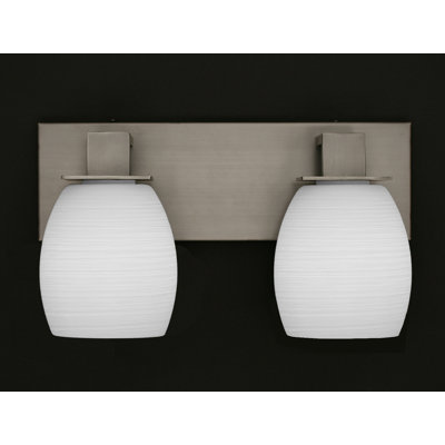 Quattrucci Apollo 2 Light Bath Bar Shown In Graphite Finish With 5" White Linen Glass