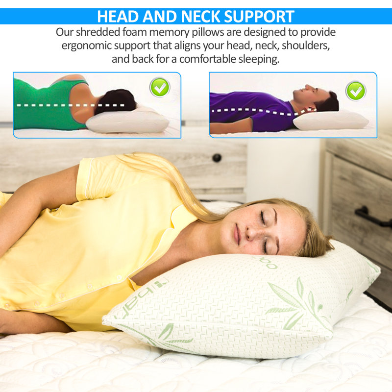 Rayon from Bamboo Cooling Memory Foam Plush Support Pillow, King