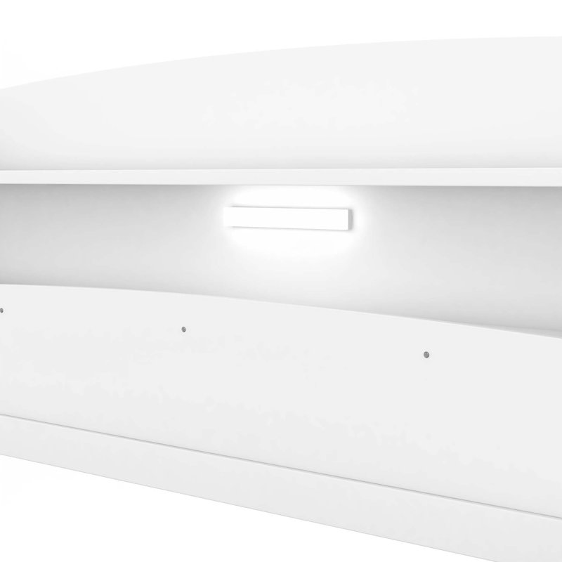Lit plateforme en bois avec lumière DEL intégrée, Blanc