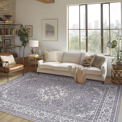 Fillender Washable Soft Vintage Rug Fashion Floral Rug For Living Room Dorm Decor