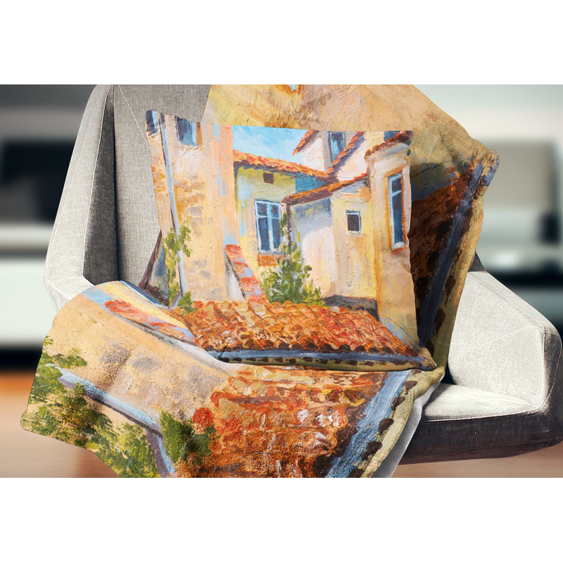 Coussin European European Rooftops - Cityscape, 18 po x 18 po, Carré