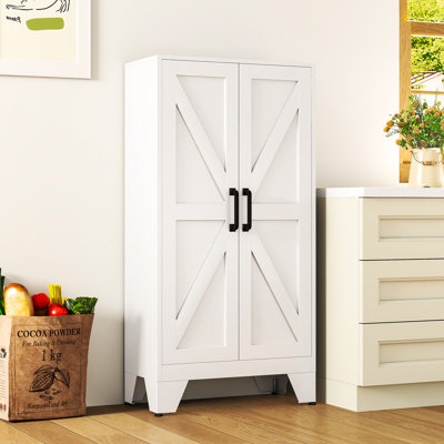 47"H Metal Kitchen Pantry Storage Cabinet With Doors & 3 Adjustable Shelves, Freestanding Heavy-Duty Utility Storage Cabinet For Kitchen, Living Room,Dinging Room