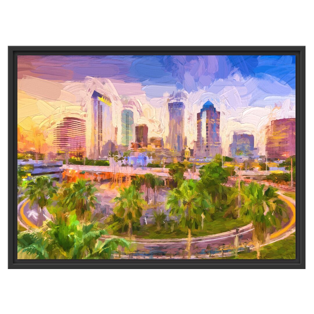 Gerahmtes Wandbild Skyline in den USA Kunst